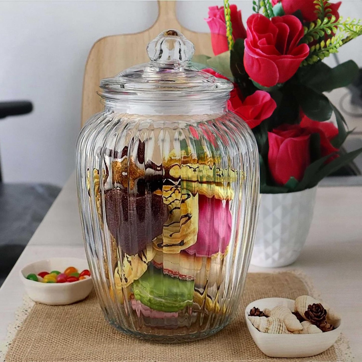 Pure Source India 2kg Glass Jar Food Safe Storage Container for Kitchen With Airtight Lid
