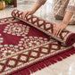 Pure Source India Maroon Cotton Yoga Mat for Women and Men, 2X6 feet, 3mm thick, Light Weight, Machine Washable, Home Exercise