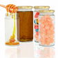 Kitchen Storage long Bamboo Glass Jars (200 ml, Transparent) For Sauce, Pickle, Cereal, Spice, Spaghetti Noodles