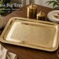 Pure Source India Large Decorative Brass Serving Tray 13.8 x 9.8 Inch | Premium Rectangular Brass Platter for Tea, Coffee, Snacks & Dry Fruits