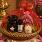 Pure Source India Diwali Gift Set with Black 3 Hole Aroma Burner, Aroma Oil, Scented Candle & Potpourri Potli | Festive Home Fragrance Gift Hamper