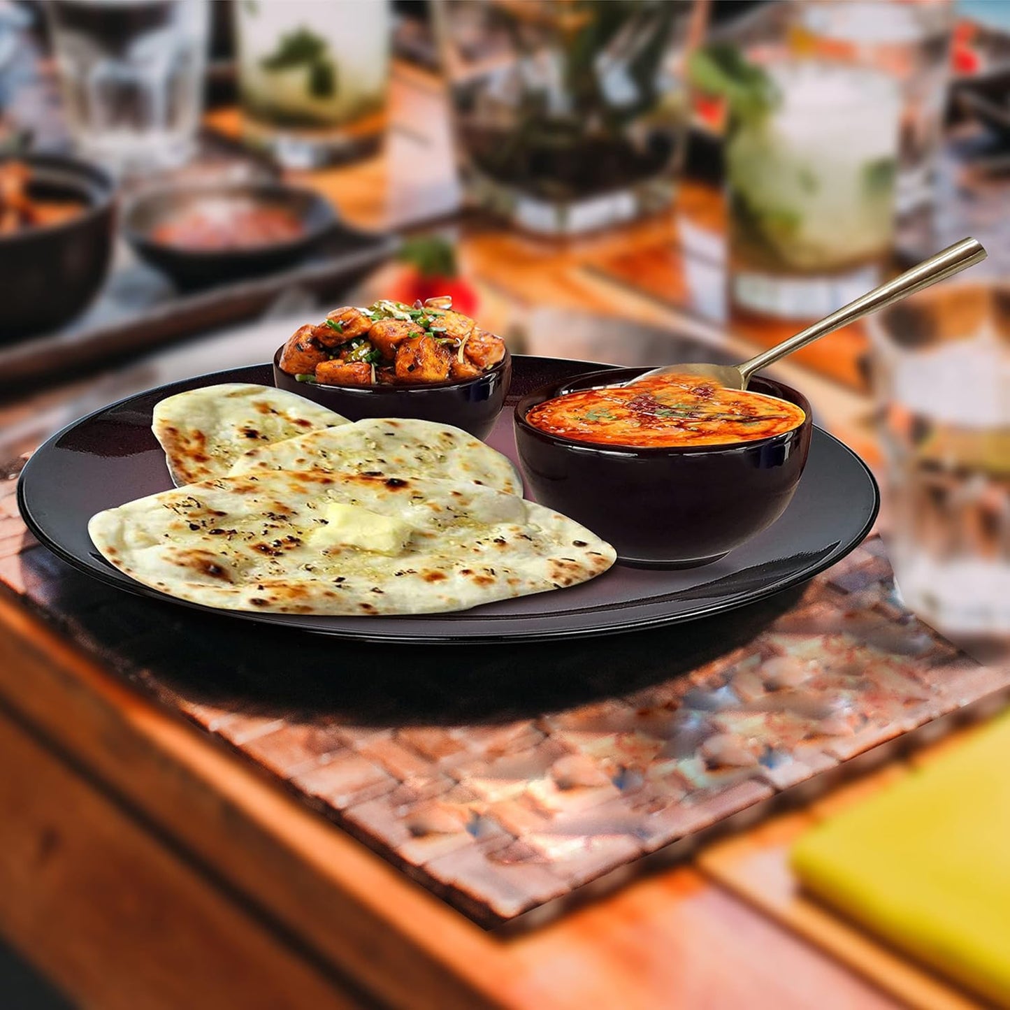 Ceramic Plate & Bowl Set for Dinner - 1 Plate, 2 Bowl, Multicolor, 200 ML