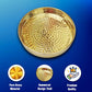 Pure Source India Pure Brass Hammered Thali/Tray, Heavy Weight Dinner Plate, Gold, Round, Pack of 1