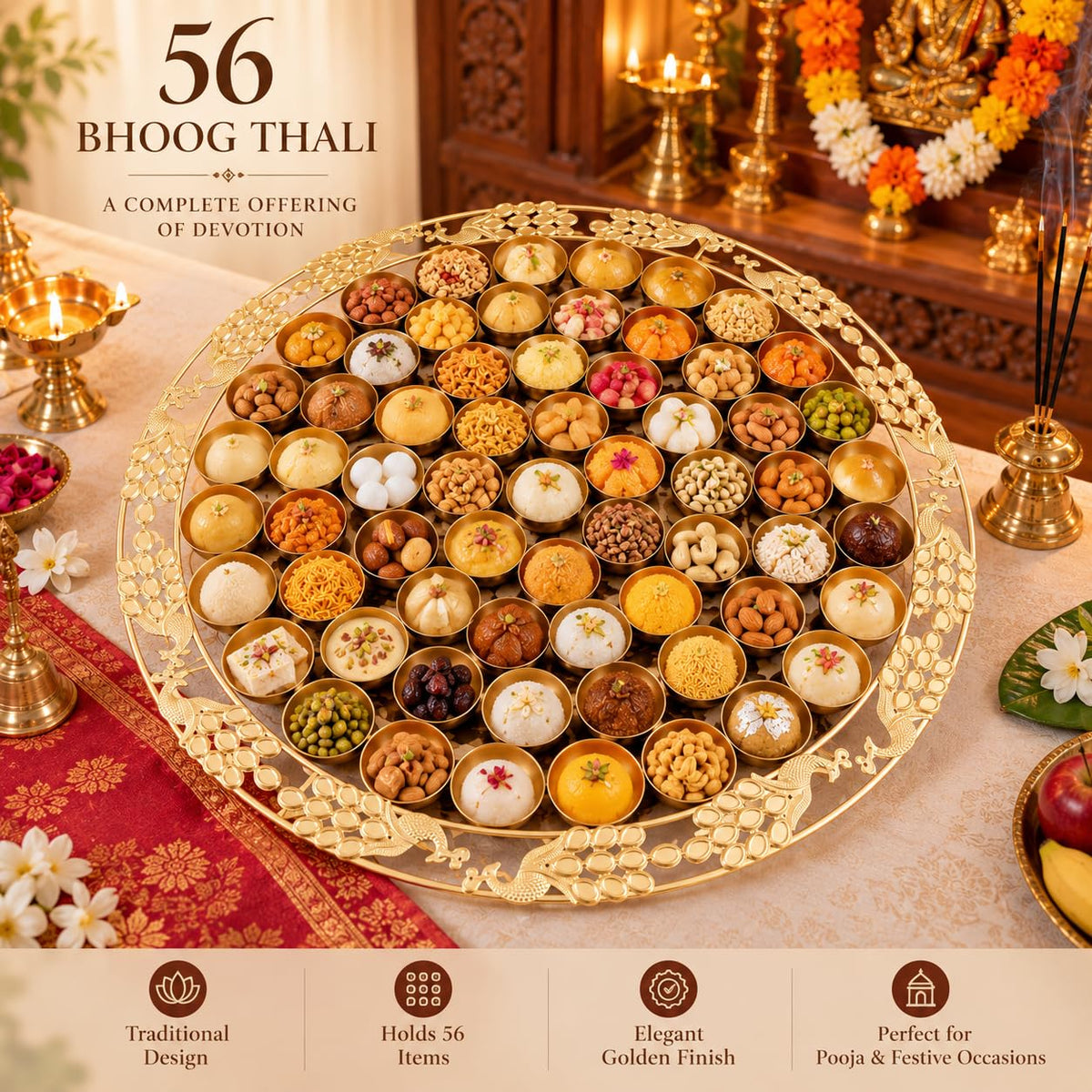 Pure Source India 56 Bhoog Thali for Home mandir Pooja & Religious Offerings
