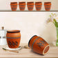 Pure Source India Terracotta Clay Cups 150ml– Handcrafted Kulhad Style Tea Glasses with Tribal Art Design for Tea, Coffee, Milk, or Décor