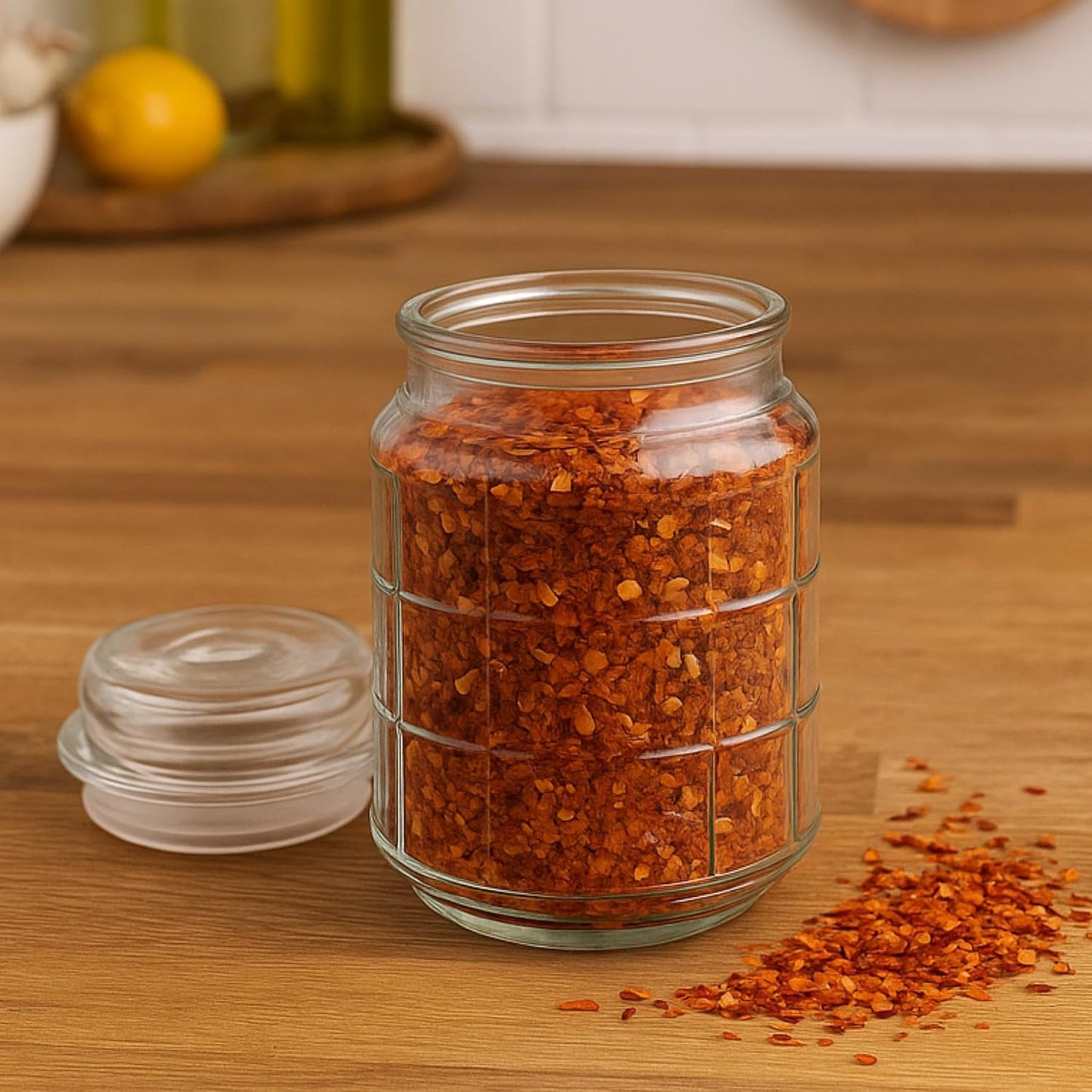 Pure Source India 500ml Glass Jar With Air Tight Glass Lid for Kitchen Storage Pickle Jar Round Glass Jar Sauce Jar Jam Jar