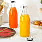 Milk, Water and Juice Glass Bottle With Airtight Black Cap - 1000 Ml (Transparent)