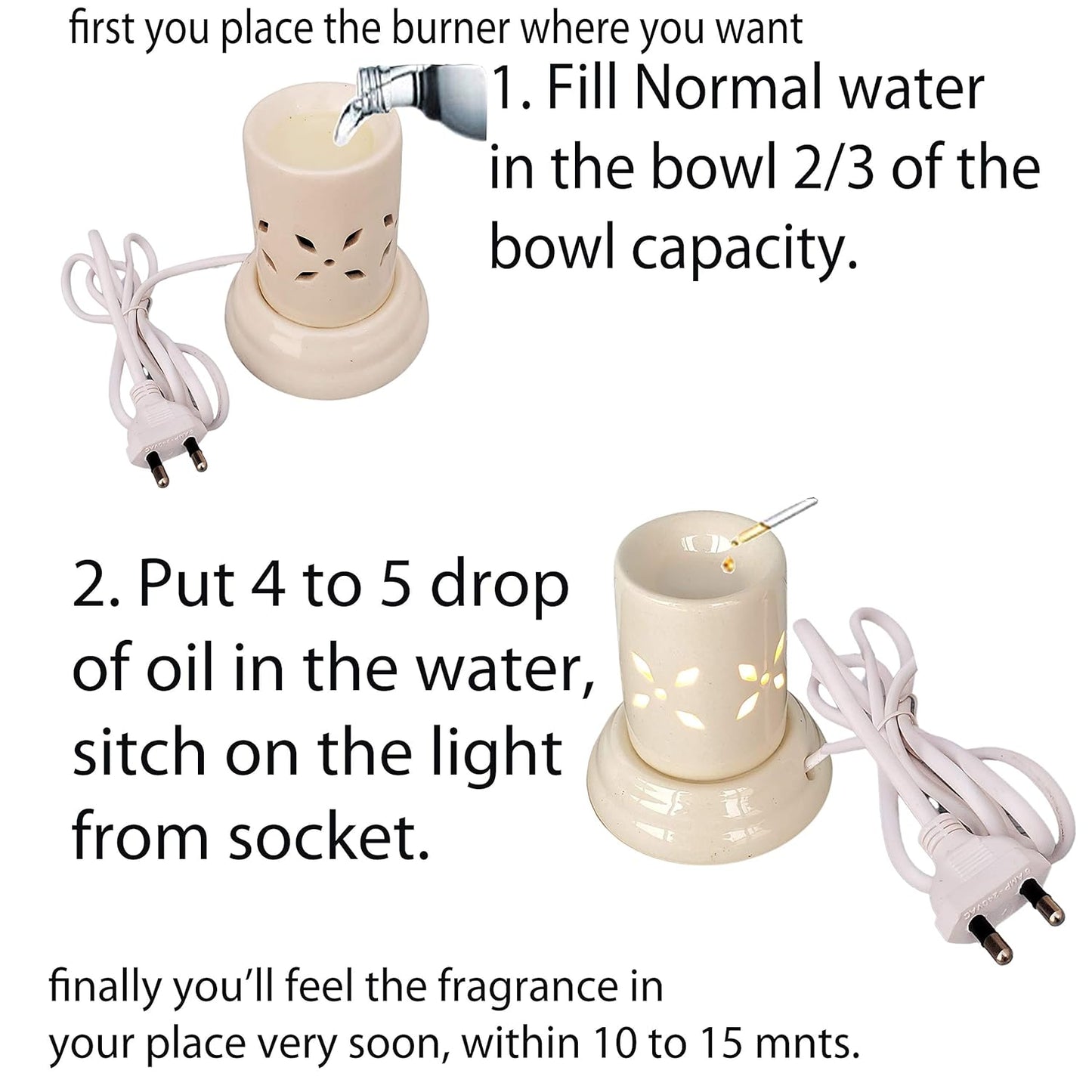 Pure Source India Electric Diffuser for Home (10 ml Aroma Oil Rose & Lavender Fragrance)