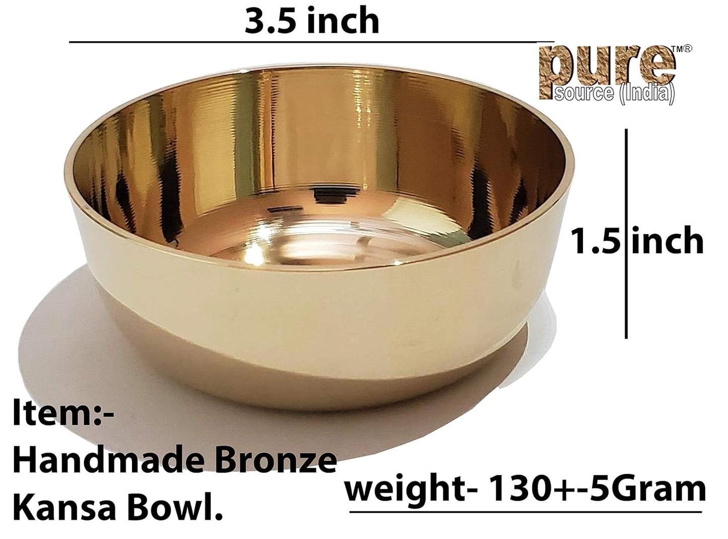 Pure Source India Bronze/Kansa Plain Bowl - 150ml, Gold