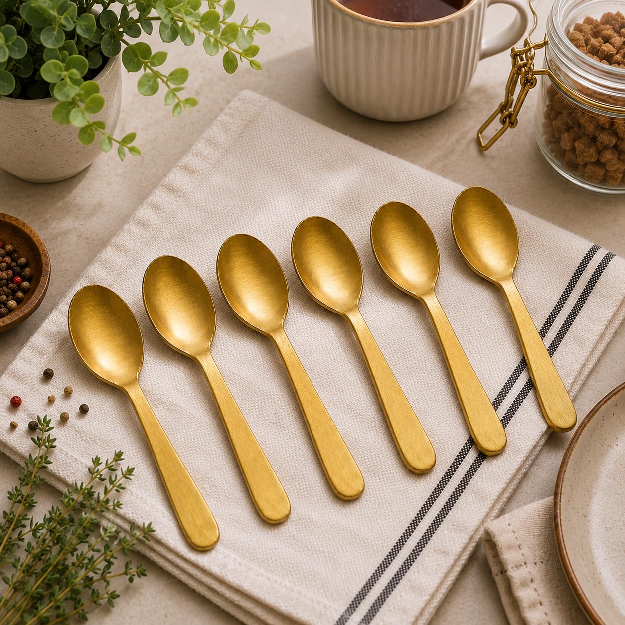 Pure Source India 3 Inch Brass Spoon Perfect for Spices, Coffee and Dessert Spoon