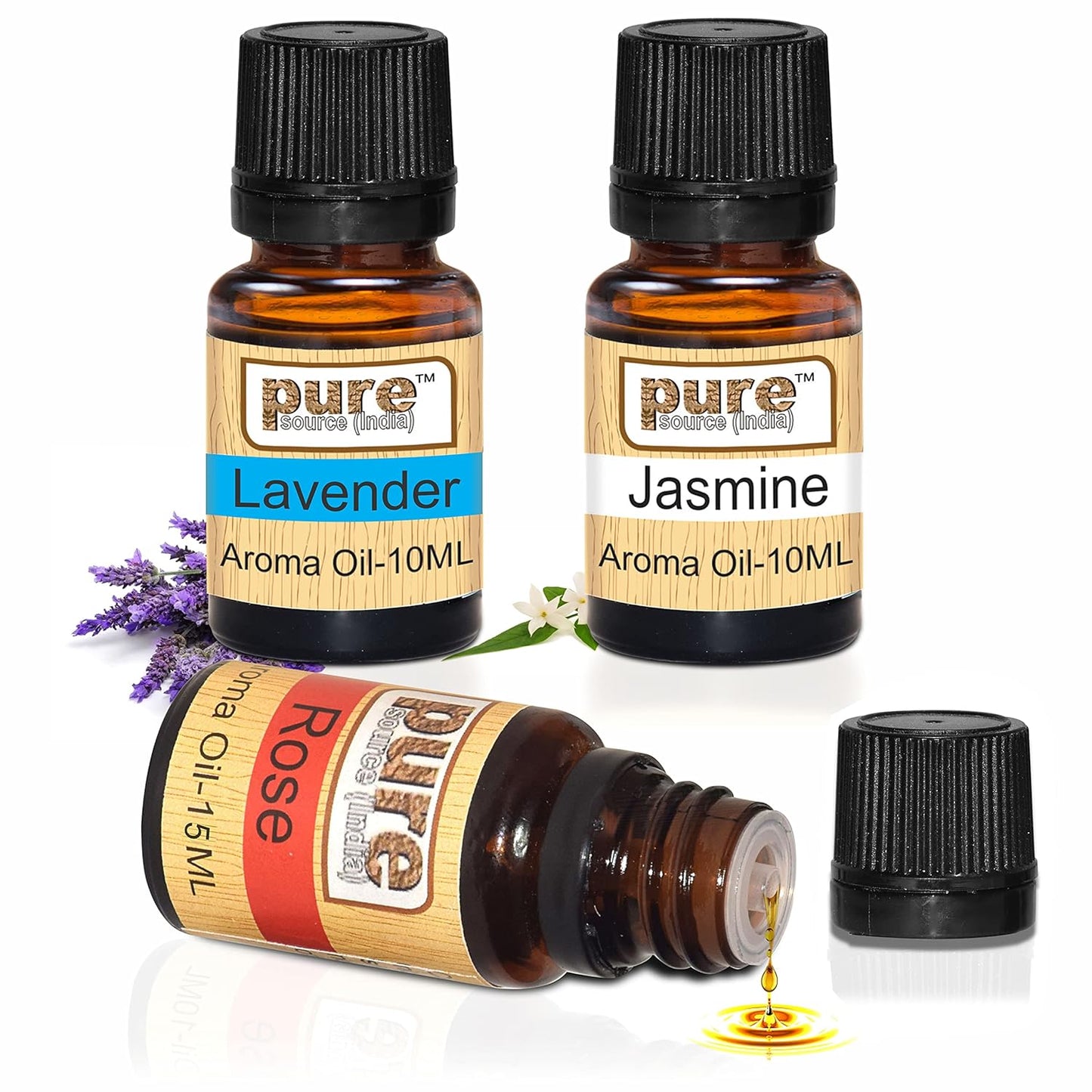 Aroma Essential Oil 3 in 1 No Chemical, Therapist Grade (Lavender, Jasmine, Rose) 10 ML Each.