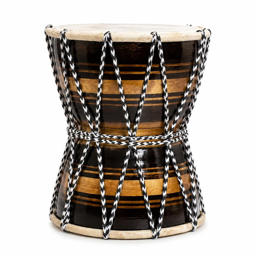 Pure Source India Wooden Damru Drum | Handmade Traditional Indian Musical Instrument | Double-Sided Percussion Drum for Kids, Adults, Meditation, Bhajan, Festivals & Home Decor (Dark Maroon)