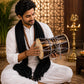 Pure Source India Wooden Damru Drum | Handmade Traditional Indian Musical Instrument | Double-Sided Percussion Drum for Kids, Adults, Meditation, Bhajan, Festivals & Home Decor (Dark Maroon)