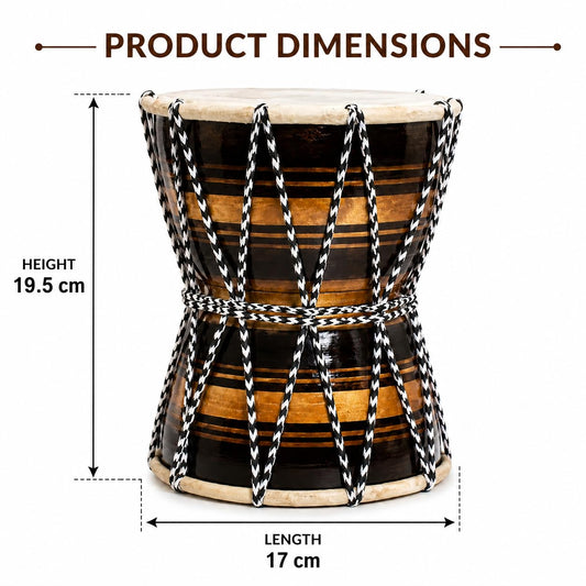 Pure Source India Wooden Damru Drum | Handmade Traditional Indian Musical Instrument | Double-Sided Percussion Drum for Kids, Adults, Meditation, Bhajan, Festivals & Home Decor (Dark Maroon)