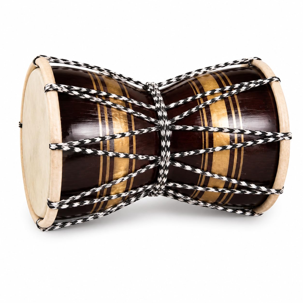 Pure Source India Wooden Damru Drum | Handmade Traditional Indian Musical Instrument | Double-Sided Percussion Drum for Kids, Adults, Meditation, Bhajan, Festivals & Home Decor (Dark Maroon)