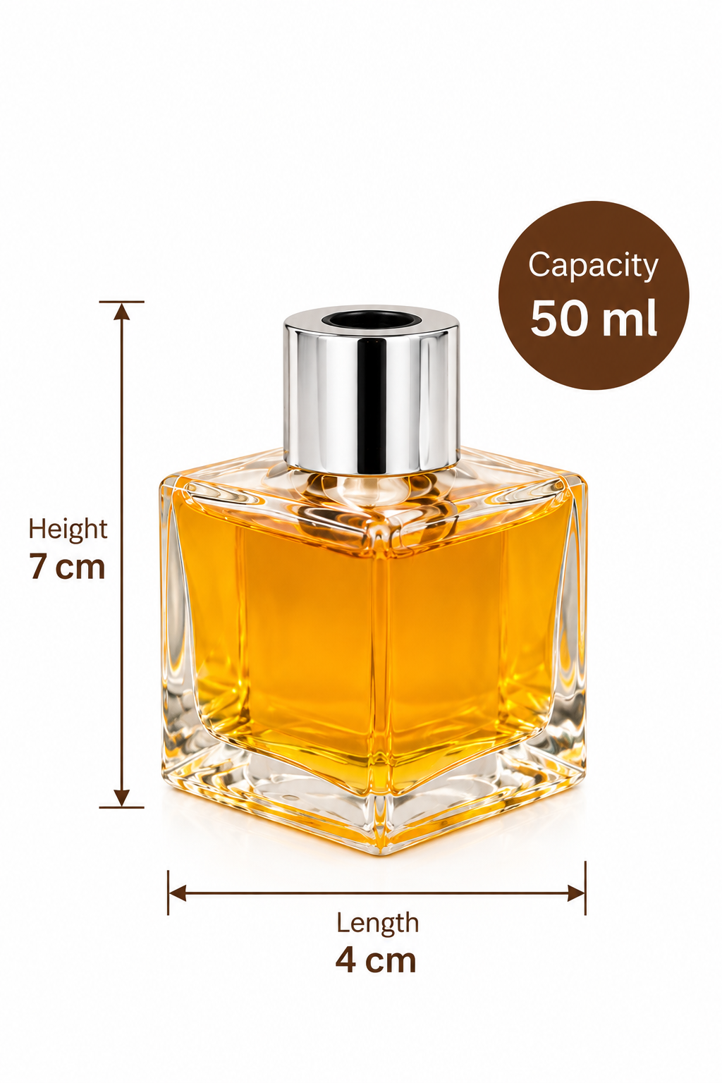 Pure Source India Empty Square Reed Diffuser Glass Bottle Coming with 6 Pcs Black Reed Sticks (30ML)