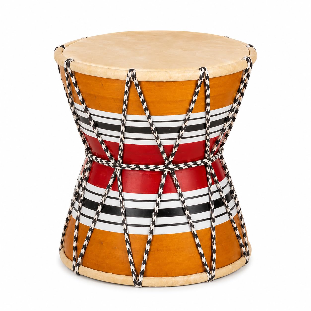 Pure Source India Wooden Damru Drum | Handmade Traditional Indian Musical Instrument | Double-Sided Percussion Drum for Kids, Adults, Meditation, Bhajan, Festivals & Home Decor