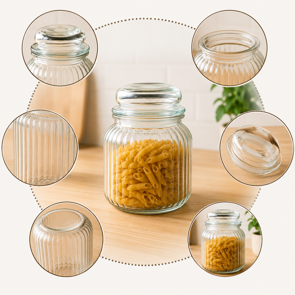 Pure Source India Glass Storage Jar - 1000 Ml, Transparent
