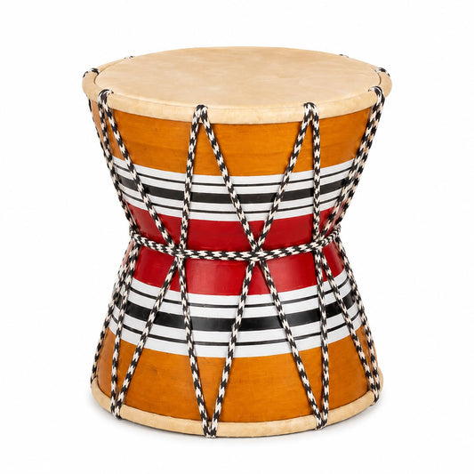Pure Source India Wooden Damru Drum | Handmade Traditional Indian Musical Instrument | Double-Sided Percussion Drum for Kids, Adults, Meditation, Bhajan, Festivals & Home Decor