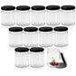 Pure Source India 50 g Crystal Clear Round Glass Jar with Black Cap, Set of 12 | Airtight Food-Grade Storage Container | Rust-Free Jar for Spices, Dry Fruits, Sugar, Tea, Coffee & Kitchen Storage