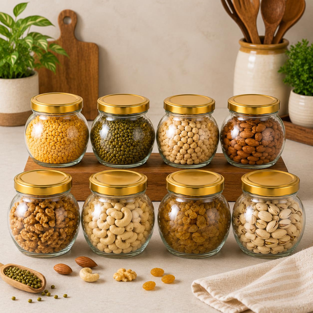 Pure Source India 250ml Glass Matka Shape Storage Jar with Lid | Multipurpose Airtight Container for Spices, Dry Fruits, Pickles, Tea & Kitchen Storage