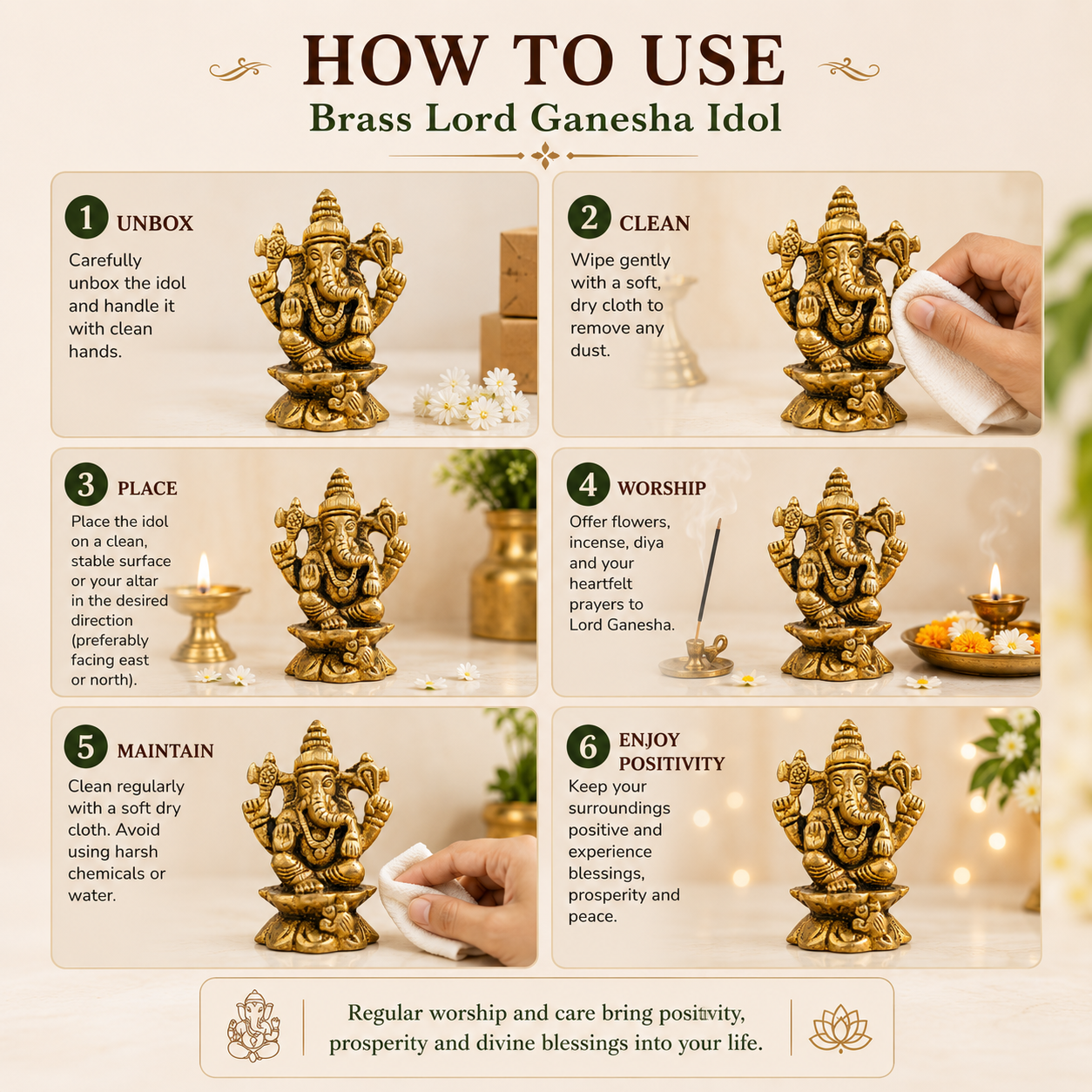 Pure Source India Pure Brass Ganesh Idol for Home, Office, Diwali Puja, Ganesh Chaturthi & Gifting Purpose