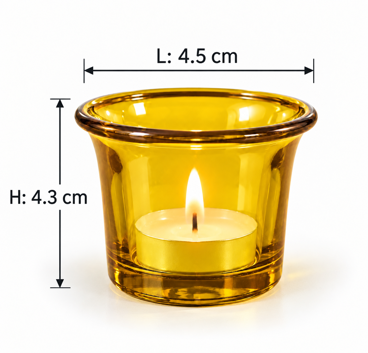 Pure Source India Yellow Makhan Votive Glass Tealight Candle Holder Set of 6 With Tealight for Diwali, Pooja, Rangoli & Home Décor
