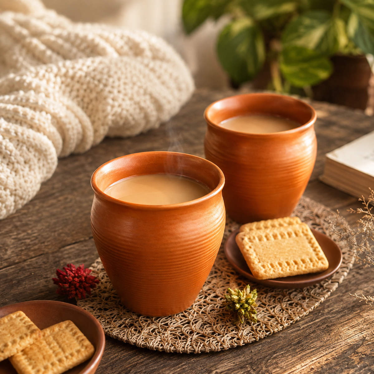 Pure Source India 200ml Earthen Clay Cups Kullad Coffee Tea Chai Mug  Matka Curd Cups