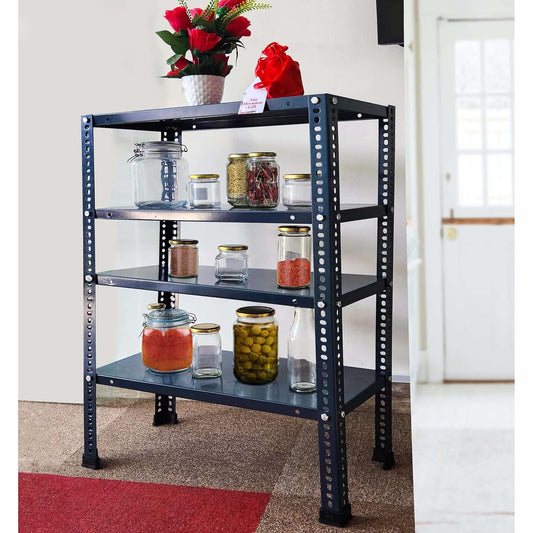 Iron Matte Finish (2 X 1 X 4 FT) (4 Shelf) Adjustable Display Rack for Home Office & Gym Use