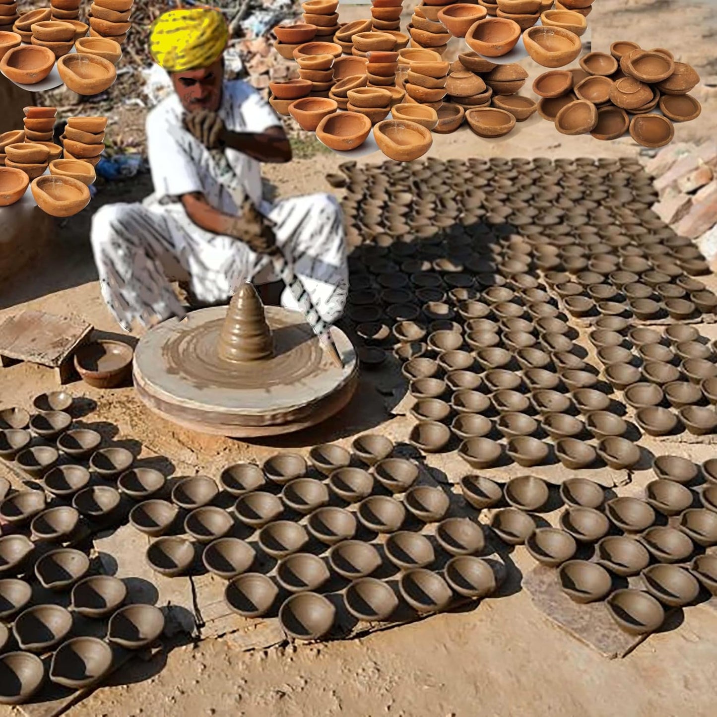 Pure Source India Natural Clay Traditional Diwali Ke Diye | Earthen Clay Diya | Mitti Ka Diva | Diyas for Pooja