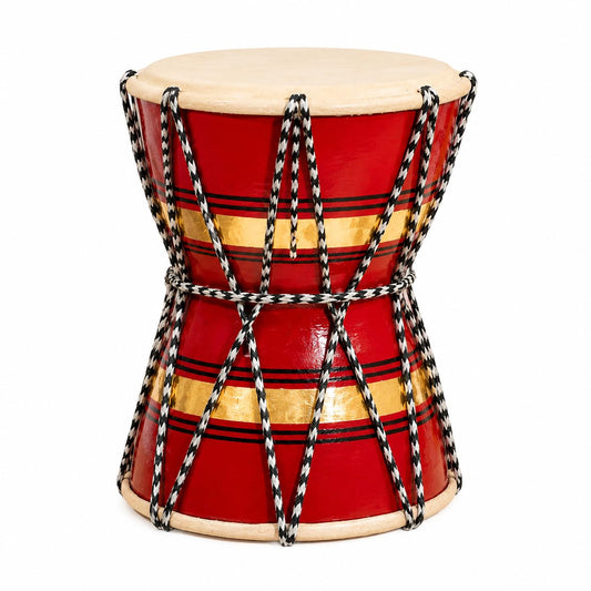 Pure Source India Wooden Damru Drum | Handmade Traditional Indian Musical Instrument | Double-Sided Percussion Drum for Kids, Adults, Meditation, Bhajan, Festivals & Home Decor