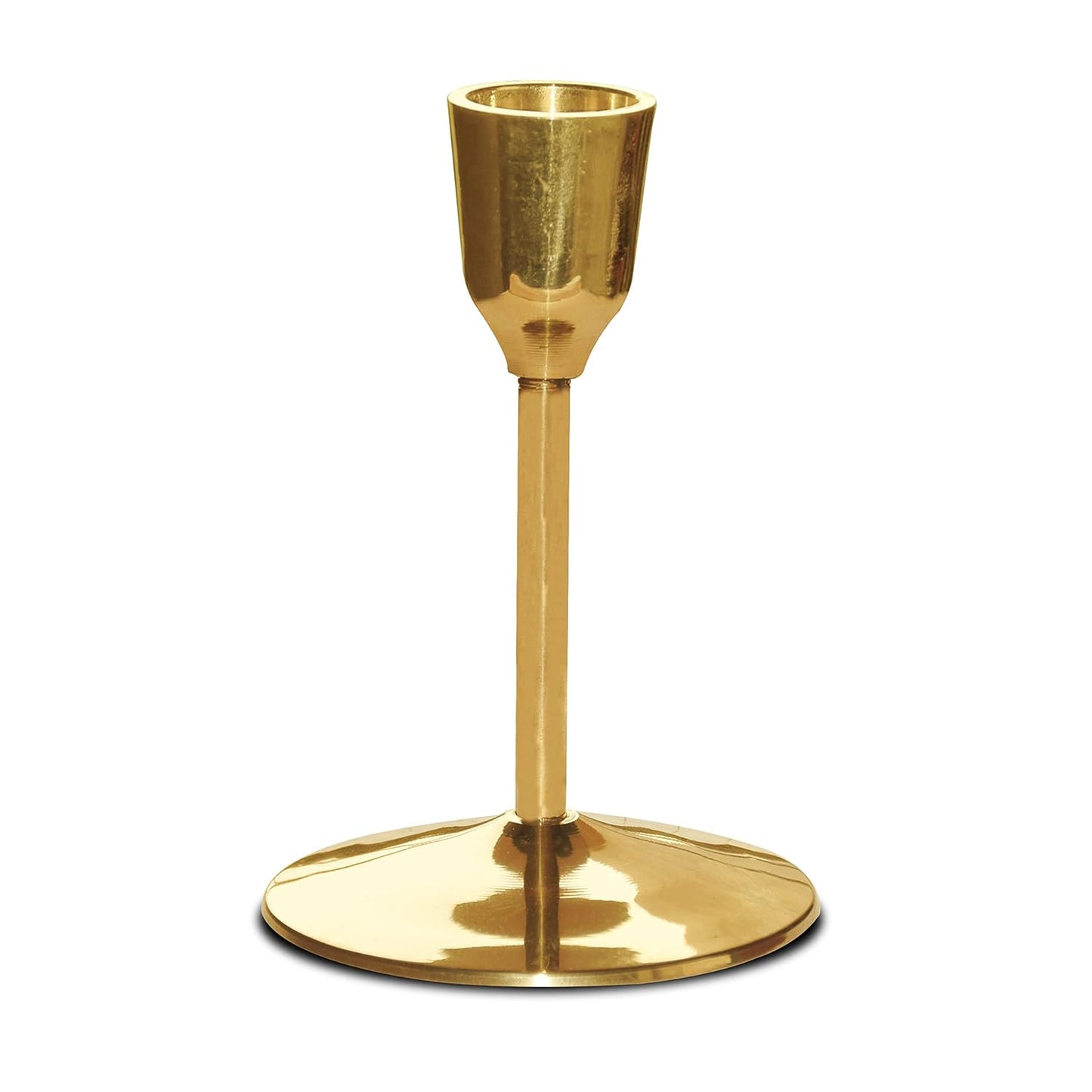 Pure Source India Heavy Weight Brass Taper Candle Stand, 4.5 Inch Gold Candle Holder | Traditional Brass Candle Stand for Home Decor, Table Decoration, Diwali, Wedding & Gifting
