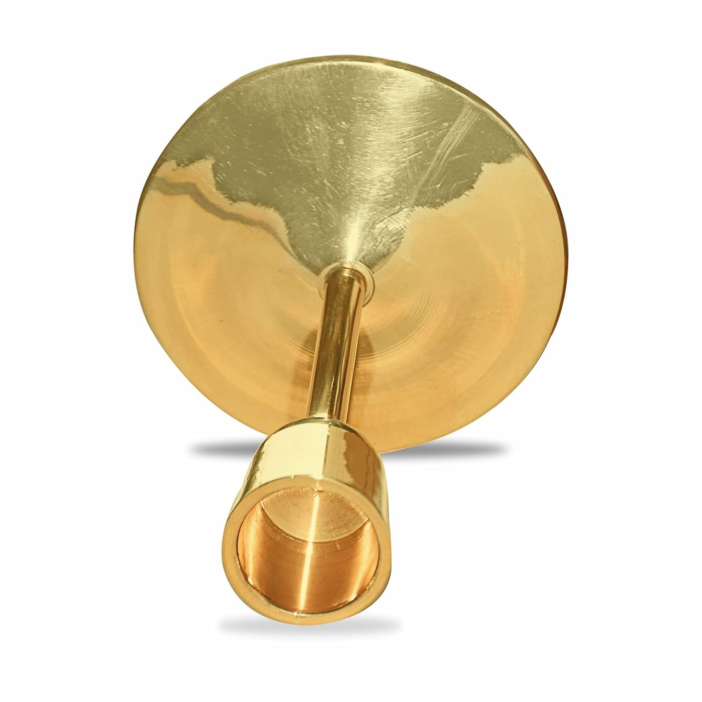 Pure Source India Heavy Weight Brass Taper Candle Stand, 4.5 Inch Gold Candle Holder | Traditional Brass Candle Stand for Home Decor, Table Decoration, Diwali, Wedding & Gifting