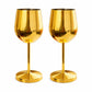 Pure Source India Stainless Steel Gold Plated Wine Glass Set of 2 | 350ML Premium Metal Wine Goblets | 8.5 Inch Elegant Stemware for Home, Party, Dining, Wedding & Gifting