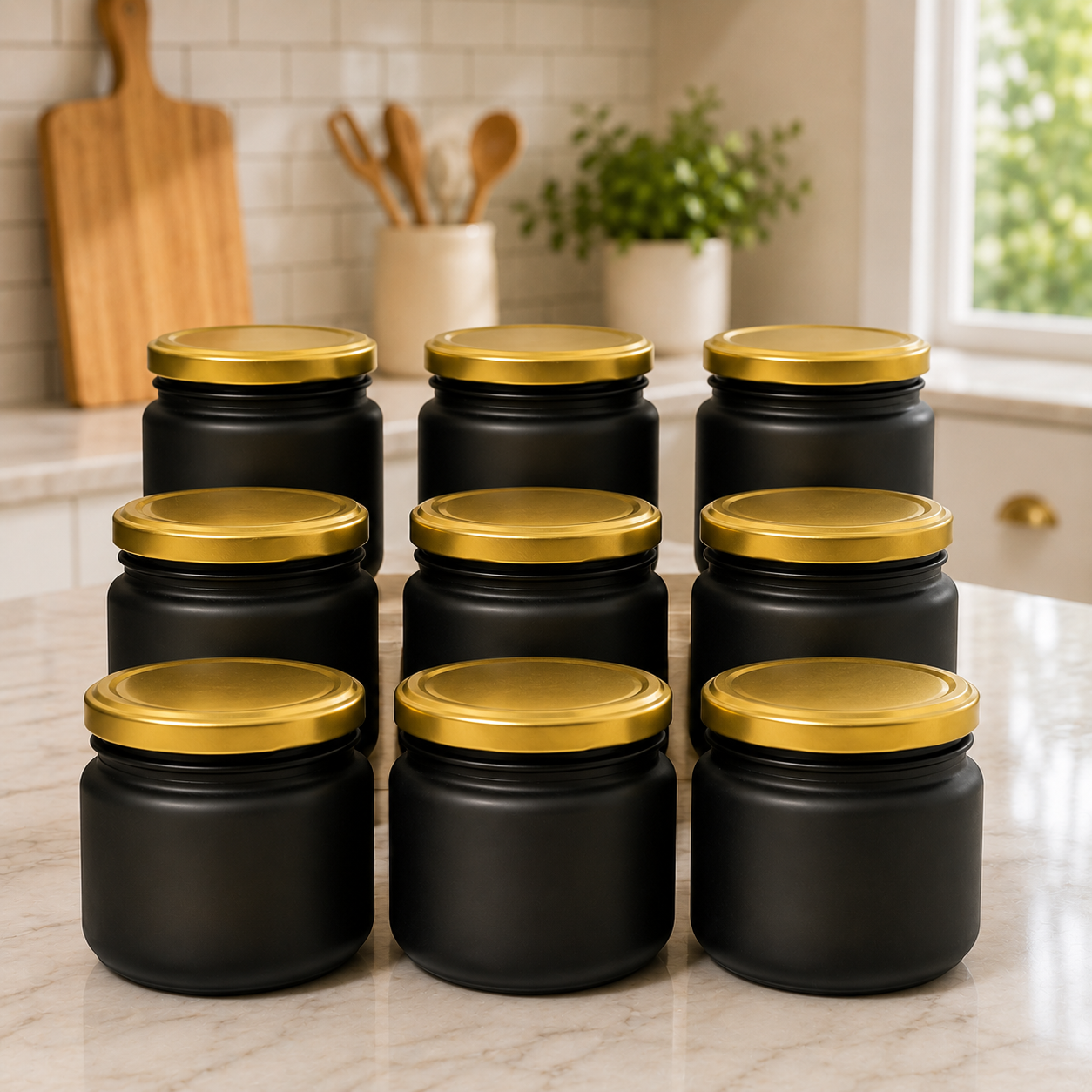 Black Colored Frosted Glass Jar Container with Airtight and Rust Resistance Metal Lid, 150 Gm
