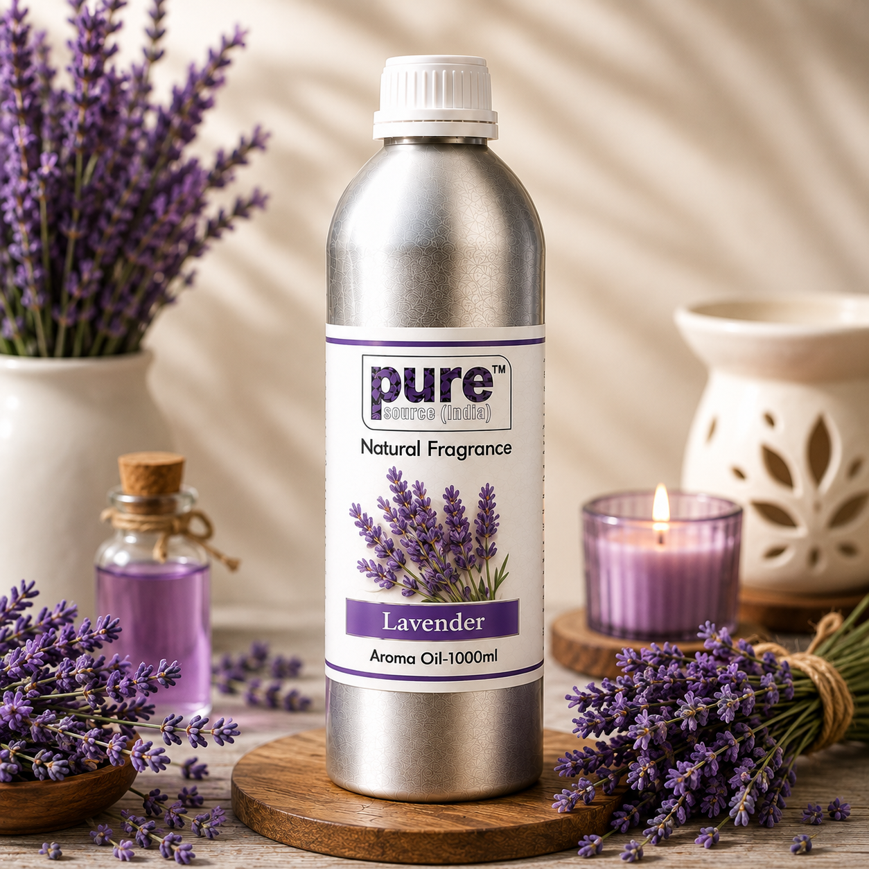 Pure Source India Lavender Aroma Oil | Premium Fragrance Oil for Diffuser, Aromatherapy, Meditation, Candles, Soap Making, Humidifier & Home Air Freshener