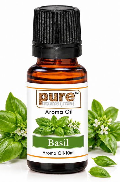 Pure Source India Basil Aroma Oil | Premium Fragrance Oil for Diffuser, Aromatherapy, Meditation, Candles, Soap Making, Humidifier & Home Air Freshener
