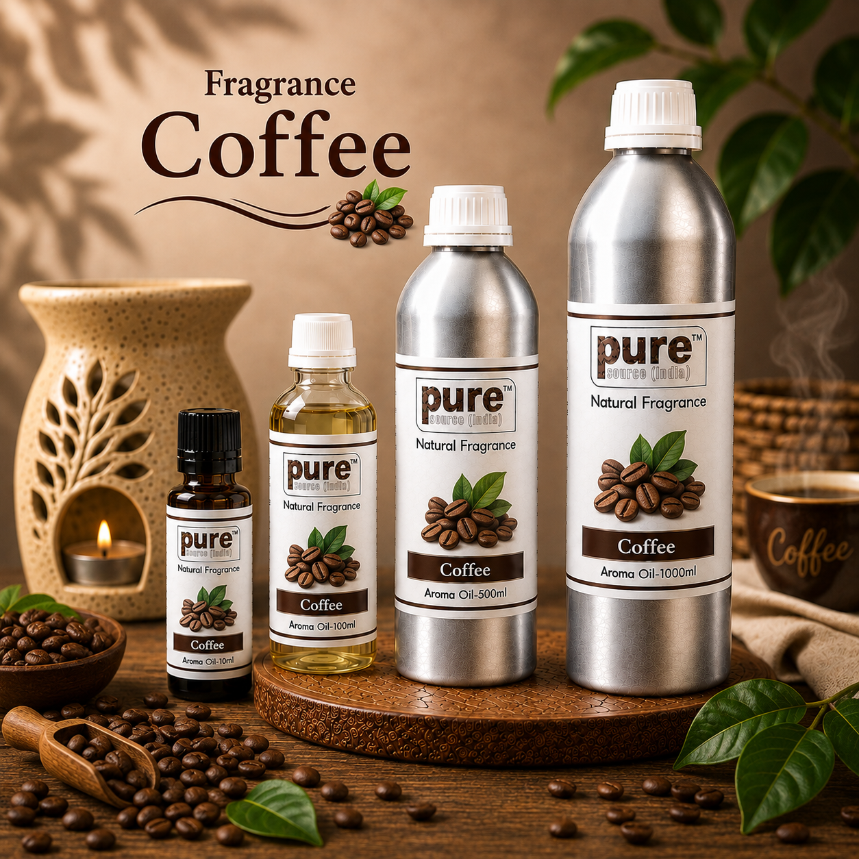 Pure Source India COFFEE Aroma Oil | Premium Fragrance Oil for Diffuser, Aromatherapy, Meditation, Candles, Soap Making, Humidifier & Home Air Freshener