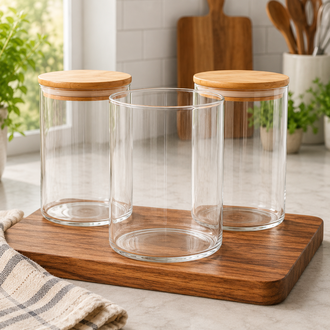 Pure Source India Premium 1 Litre Borosilicate Glass Storage Jar with Airtight Wooden Lid | Food-Safe Clear Container for Honey, Jam, Pickles, Spices, Dry Fruits, Tea, Coffee & Kitchen Pantry Storage