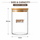 Pure Source India Premium 1 Litre Borosilicate Glass Storage Jar with Airtight Wooden Lid | Food-Safe Clear Container for Honey, Jam, Pickles, Spices, Dry Fruits, Tea, Coffee & Kitchen Pantry Storage