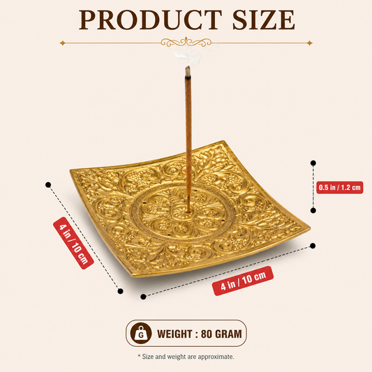 Pure Source India Aluminum Agarbatti Stand, Hand Carved Rust Proof (4 Inch x 4 Inch)