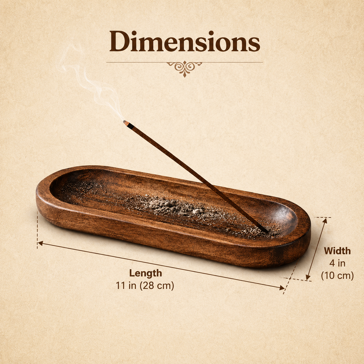 Natural Wood Incense Holder and Ash Catcher