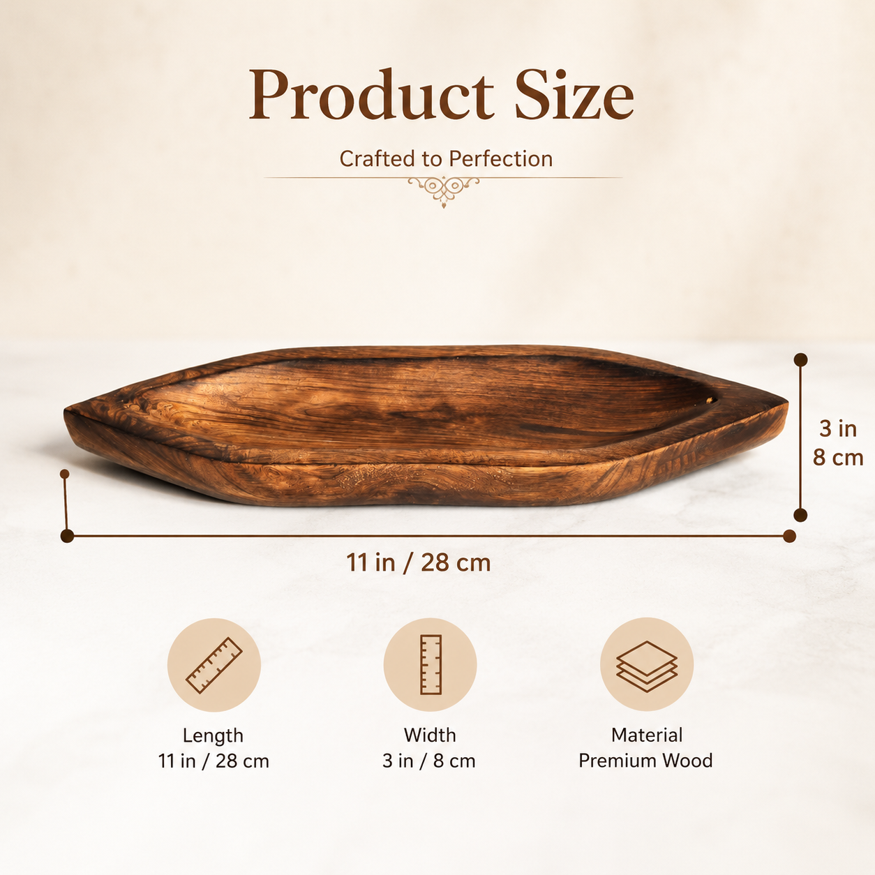 Wooden Incense Holder & Ash Catcher – Handmade Natural Wood Bote Shape Stick Burner with 2 Slots (11 x 3 Inch - 1 Piece) for Home Temple & Meditation