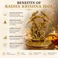 Radha Krishna Brass Look Idol Under Tree with Peacocks, Hindu Spiritual Statue for Home Decor & Gift, 8 Inch