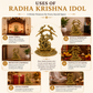 Radha Krishna Brass Look Idol Under Tree with Peacocks, Hindu Spiritual Statue for Home Decor & Gift, 8 Inch