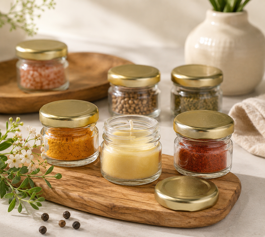 Pure Source India Round Mini Glass Jar with Airtight Cap - 20 Gram