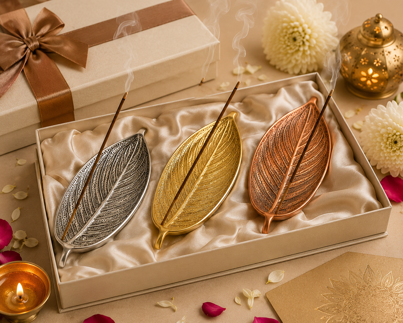 Pure Source India Aluminum Agarbatti Stand Incense Holder for Pooja, Ash Catcher, Long Durable Holder for Home Temple Meditation Décor (10 x 3.25 x 2 Inch)