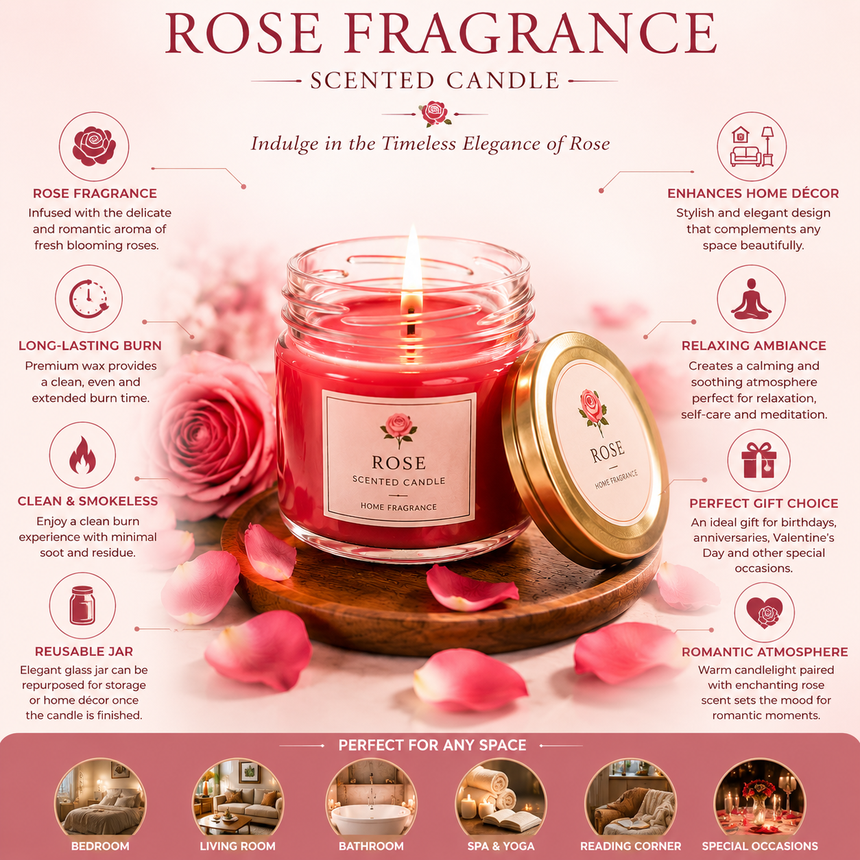Pure Source India Scented Mini Glass Jar Candle 30 Gram Each Set of 12 pcs with Rose Fragrance