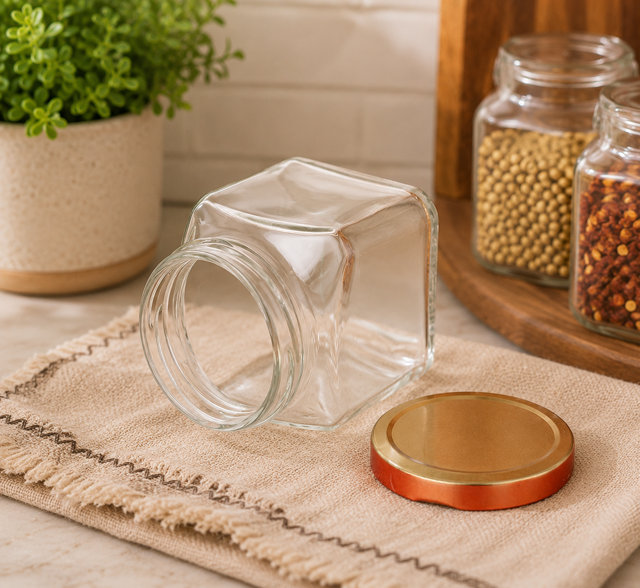 Pure Source India Crystal Clear Glass Jar Container Airtight Food Safe BPA Free, Multi-Purpose Jars – 100 Gm