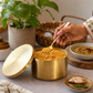 Pure Source India Brass Masala Storage Container for Dry Fruits, Candy, or as a Serving Bowl Decorative, Rustproof & Durable Container (GOLD 1100ML)